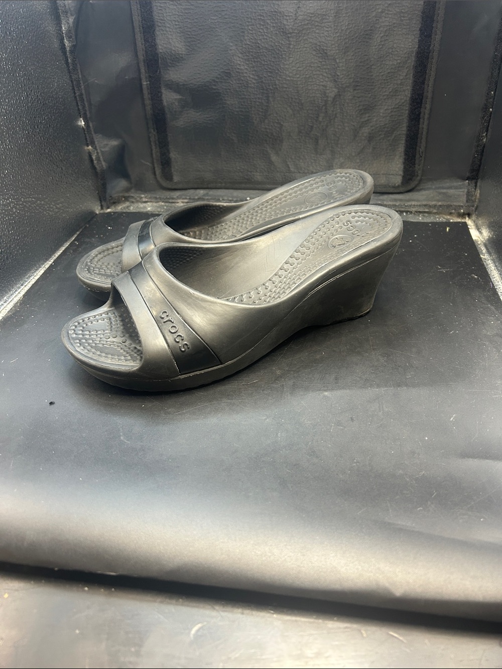 CROCS Black Women's Wedge Slide Sandals